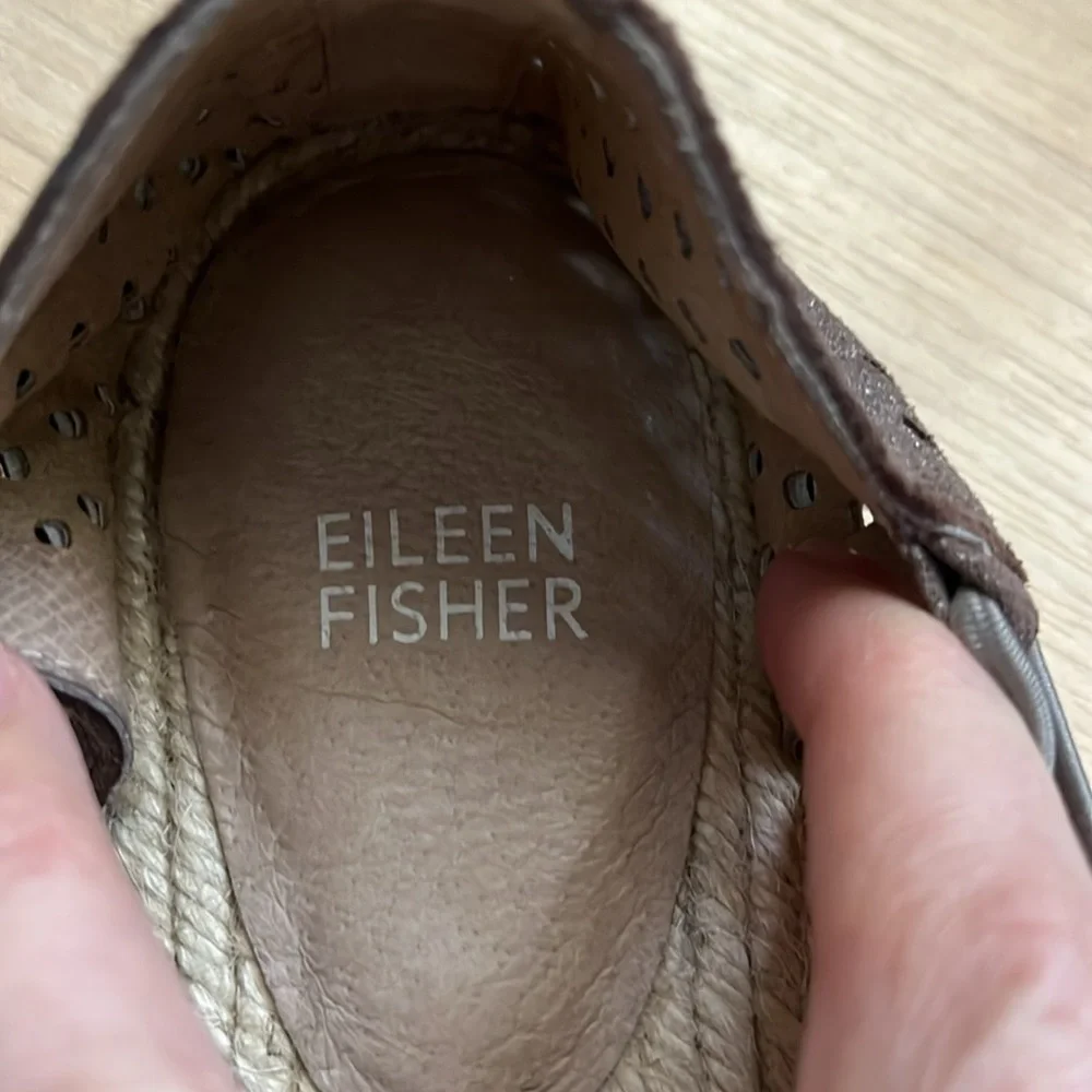 Eileen Fisher Espadrille Sandals Closed Toe gray neutral metallic size 9 Lee 2
